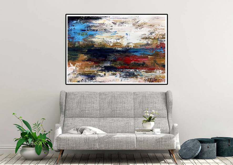 Gray Hand-painted Contemporary Abstract Canvas Artwork Q1R4B